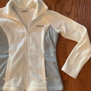 Columbia White and Grey Fleece Jacket